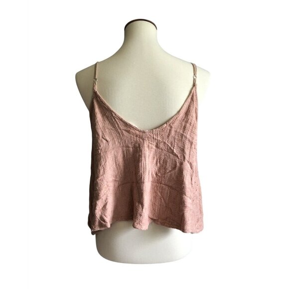 En Creme Women's Boho Cropped Top Blush Pink Size S - Picture 2 of 5